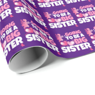 Going to be a Big Sister - Pink Fairy Hearts Wrapping Paper