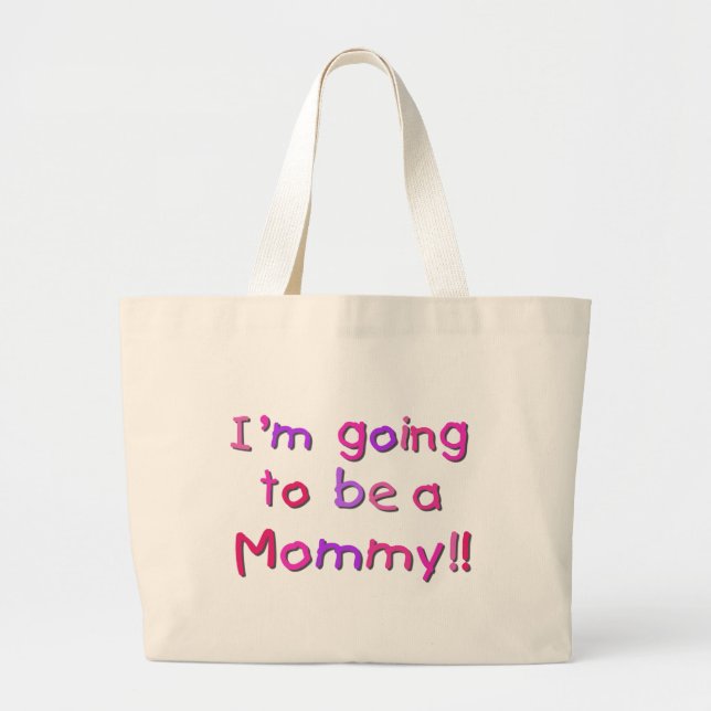Going to be a Mummy - Pink and Purple Large Tote Bag (Front)