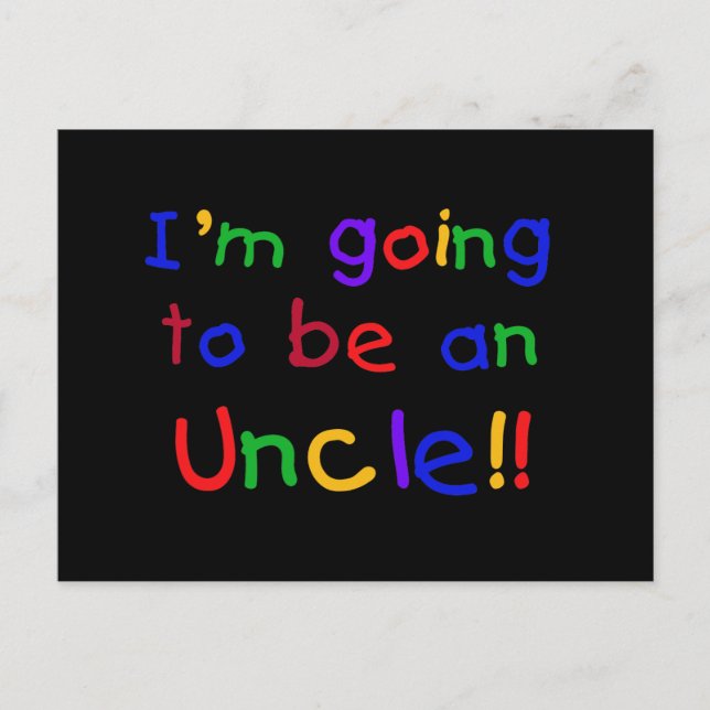 Going to be an Uncle Primary Colours Text Postcard (Front)