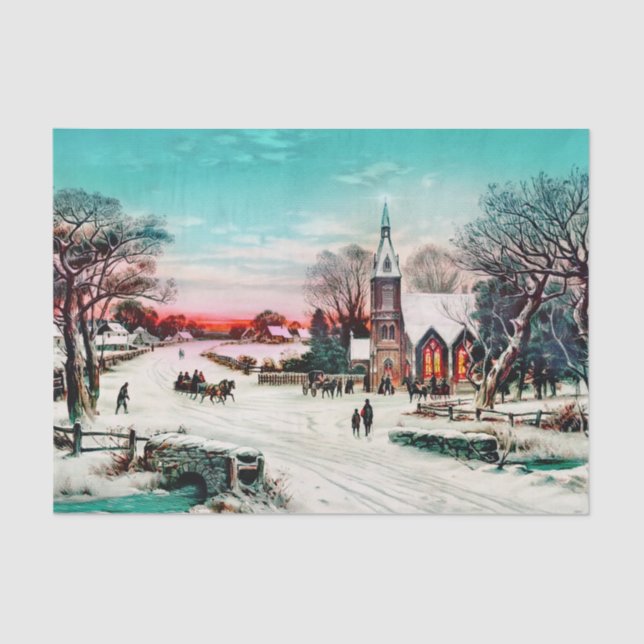 Going to Church, Christmas Eve by J. Hoover & Son  Tissue Paper (Front)