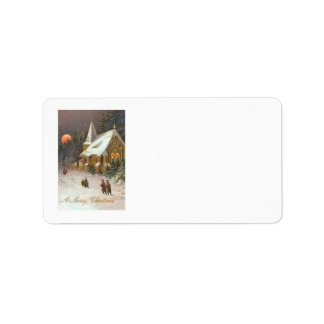 Going To Church Tree Snow Moon Stars Label
