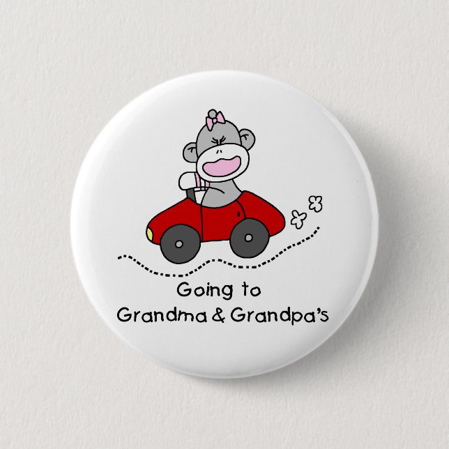 Going to Grandma and Grandpas 6 Cm Round Badge (Front)