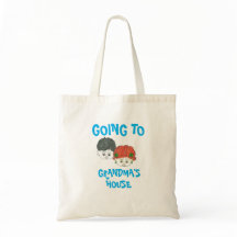 "GOING TO GRANDMA'S HOUSE" TOTE BAG WITH CUTE FACE