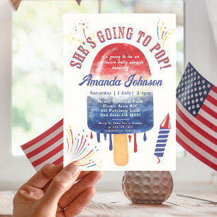 Going to Pop Fireworks Popsicle 4th Baby Shower Invitation