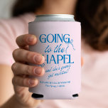 Going to the Chapel Bachelorette Weekend Can Cooler<br><div class="desc">The Going to the Chapel Bachelorette Collection blends playful charm with classic bridal style. Featuring a soft pink background paired with bold blue typography, this suite captures the excitement of a bride-to-be heading down the aisle. Delicate bow illustrations and a mix of elegant serif and flowing script fonts add a...</div>