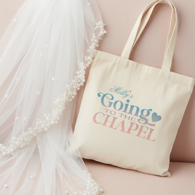 Going to the Chapel - Custom Bridal Party Tote Bag (Send the bride off in style with this trendy "Going to the Chapel" design!)