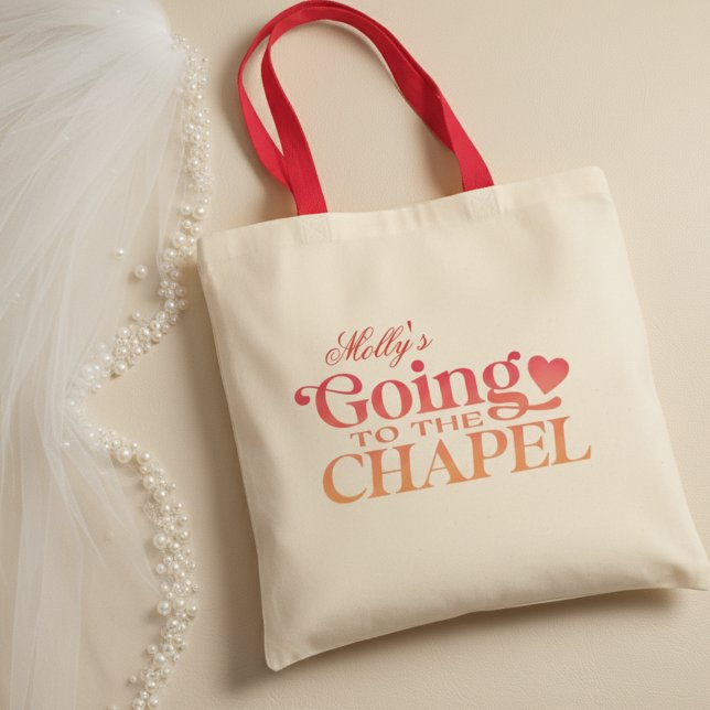Going to the Chapel - Custom Wedding Party Tote Bag (Send the bride off in style with this trendy "Going to the Chapel" design!)