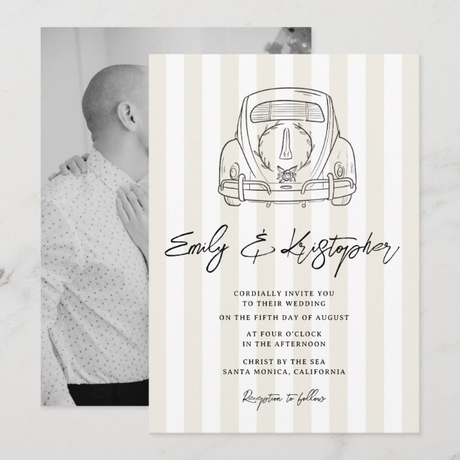 Going to the Chapel Stripe Wedding Photo Invitation (Front/Back)