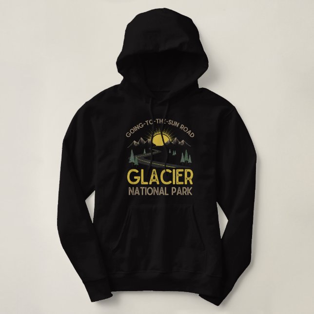 Going-To-The-Sun Road Glacier National Park Retro  Hoodie (Design Front)