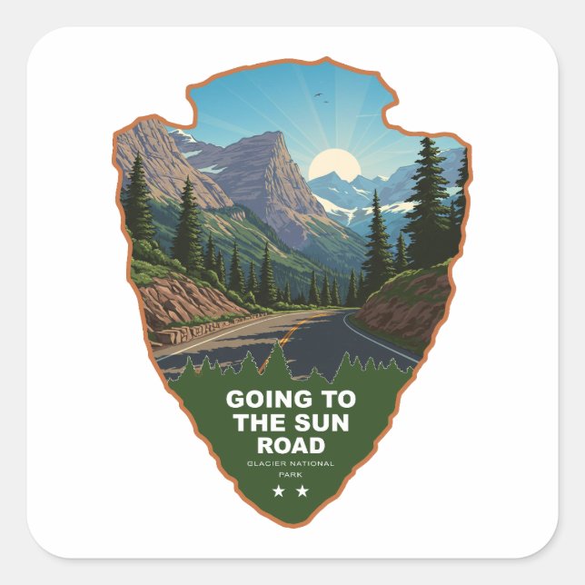 Going To The Sun Road Glacier NP Arrowhead Square Sticker (Front)