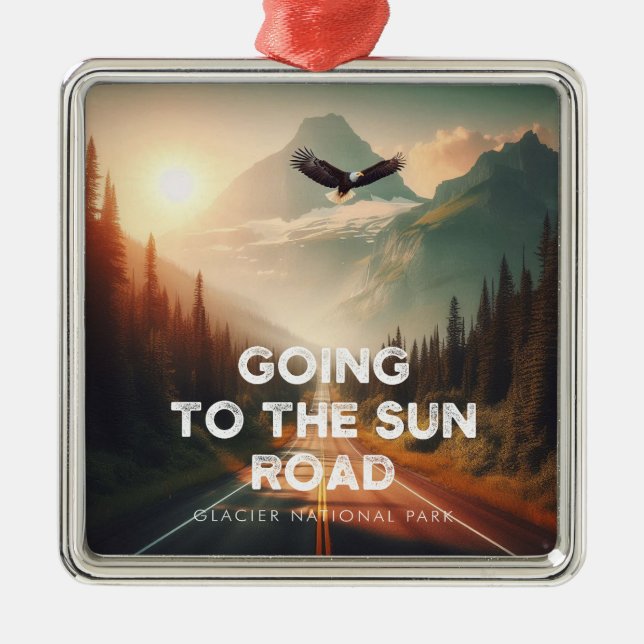 Going To The Sun Road Montana Eagle Metal Tree Decoration (Front)
