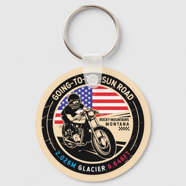 Going to the Sun Road Montana Motorcycle Key Ring (Front)