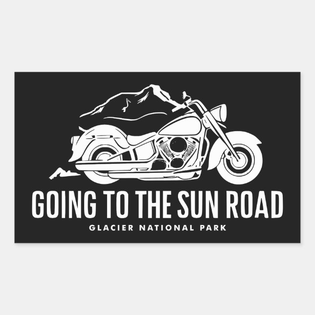 Going To The Sun Road Montana Motorcycle Rectangular Sticker (Front)