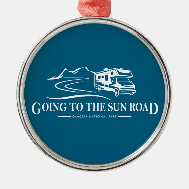Going To The Sun Road Montana Recreational Vehicle Metal Tree Decoration (Front)