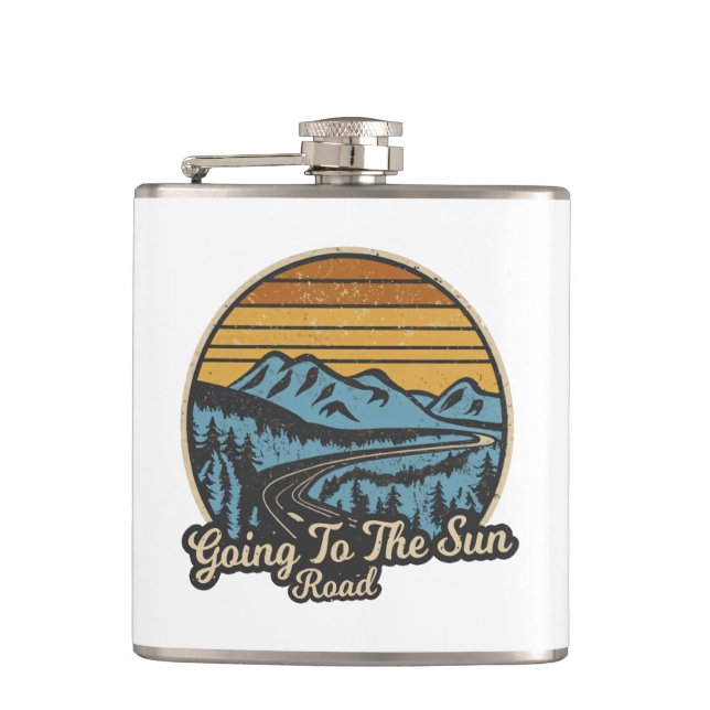 Going To The Sun Road Montana Retro Hip Flask (Front)