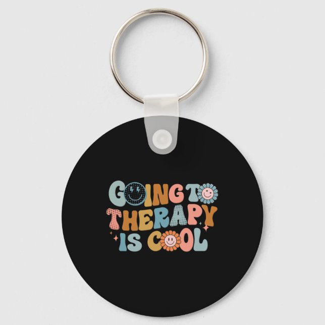 Going To The Therapy Is Cool Retro Feminist  Key Ring (Front)