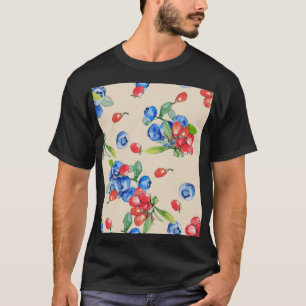 Goji, blueberry: watercolor illustration pattern. T-Shirt