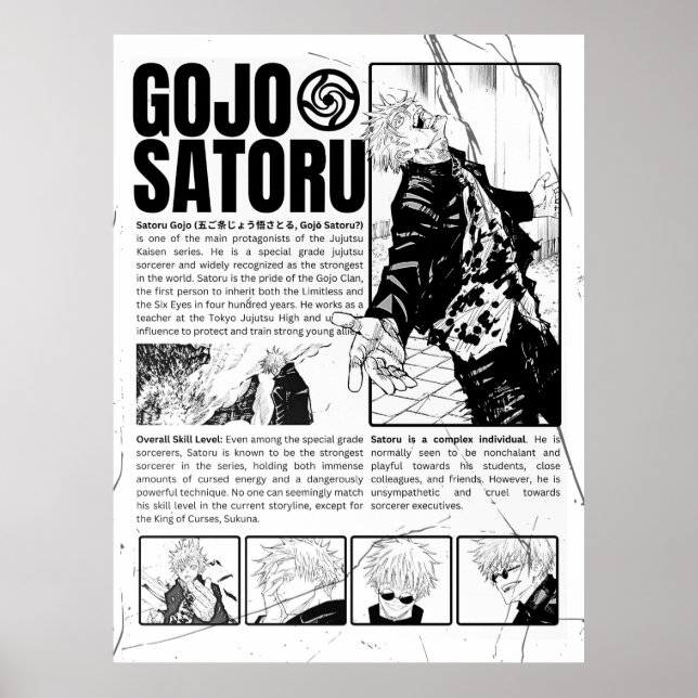 Gojo Satoru Manga Art – Jujutsu Kaisen, FanArt Poster (Front)