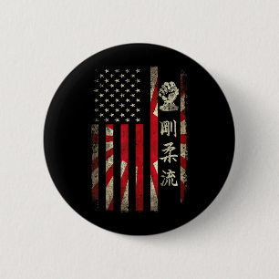Goju Ryu Karate USA American Japanese Flag Dojo 6 Cm Round Badge