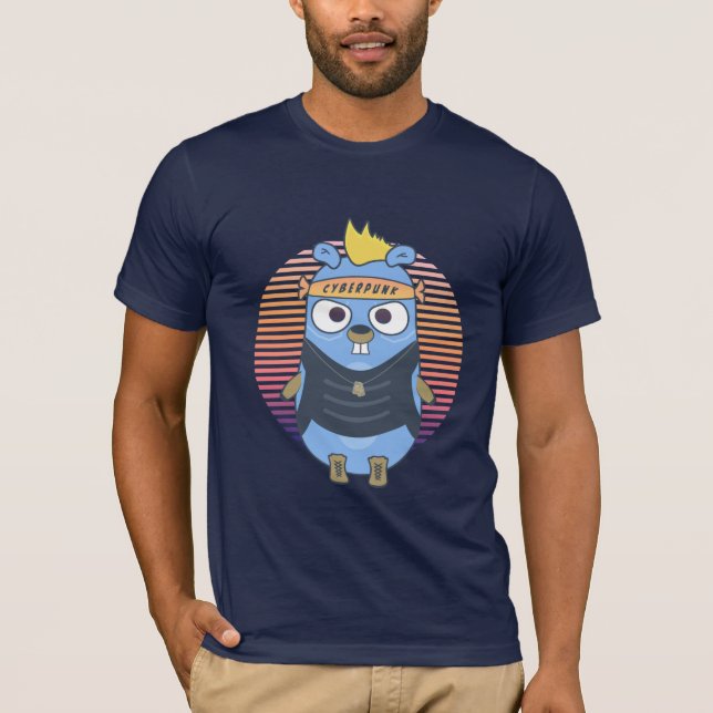 Golang gopher in cyberpunk style T-Shirt (Front)