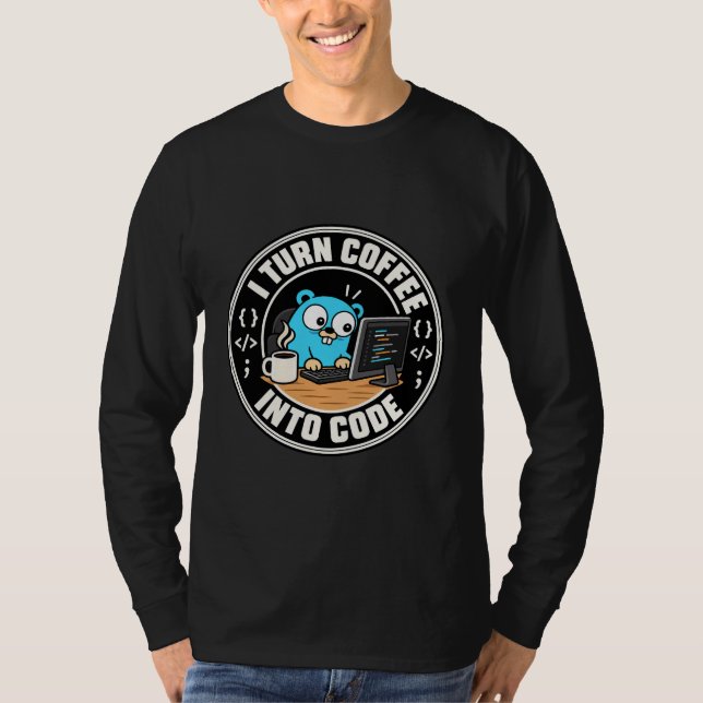 Golang Gopher Programming language mascot T-Shirt (Front)