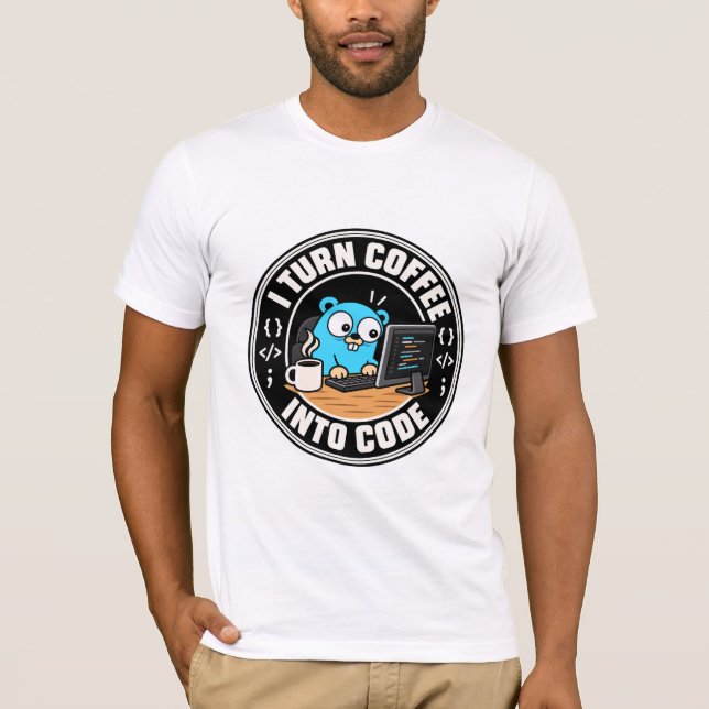 Golang Gopher Programming language mascot T-Shirt (Front)