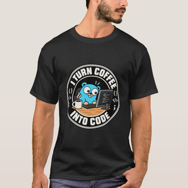 Golang Gopher Programming language mascot T-Shirt (Front)