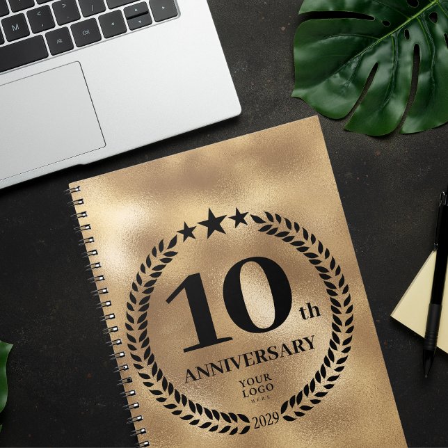 Gold 10th Anniversary Custom Business Logo Notebook (Gold 10th Anniversary Custom Business Logo Notebook
)