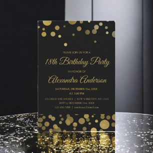 Gold 18th Birthday Party Gold Confetti Invitation
