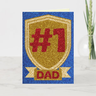 Gold #1 Dad Father's Day Glitter Card