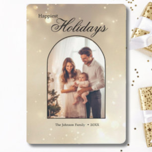 Gold 1 Photo Arch Modern Christmas Happy Holiday Card