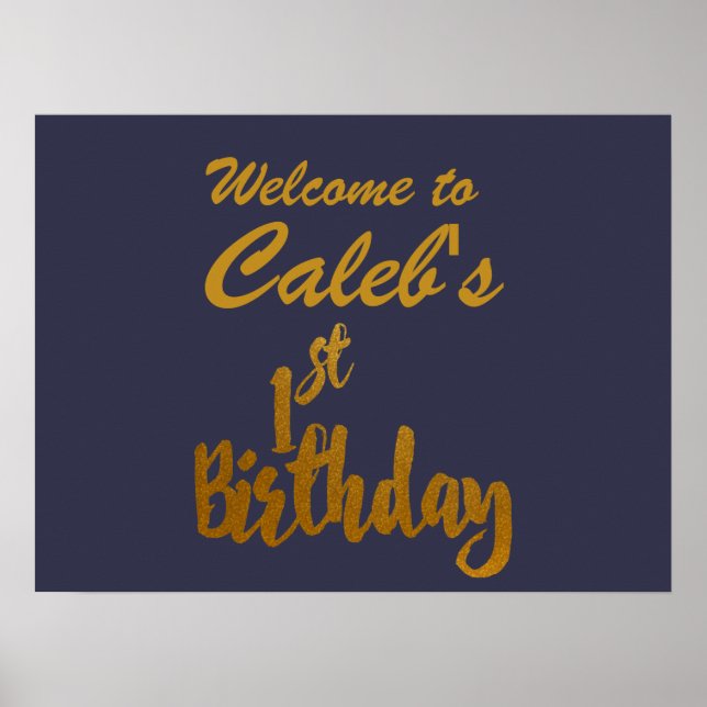 Gold 1st Birthday Any Colour Custom Party Banner Poster (Front)