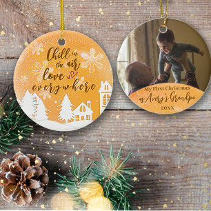 Gold 1st Christmas New Grandpa Quote Photo Ceramic Tree Decoration