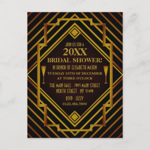 Gold 2020's Bridal Shower Invitation Postcard
