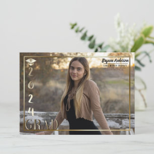 Gold 2024 Grad Graduation Photo Announcement