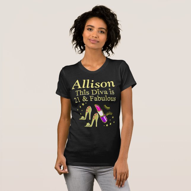 GOLD 21 AND FABULOUS PERSONALIZED T SHIRT (Front Full)