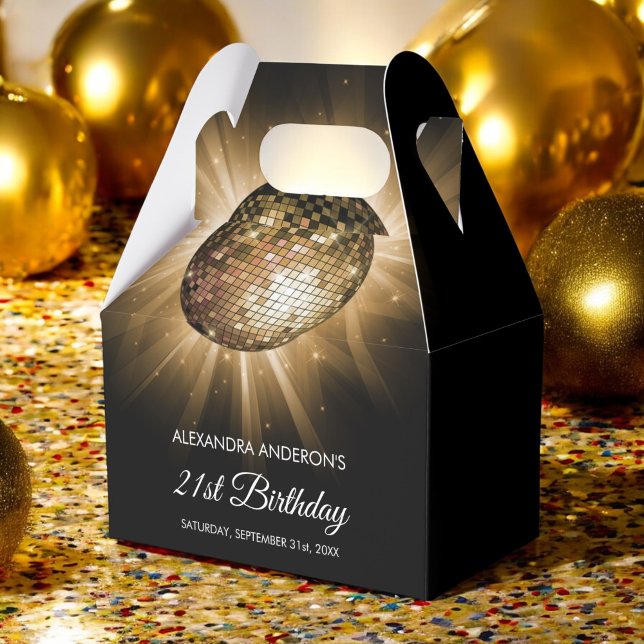 Gold 21st Birthday Party Gold Disco Ball Favour Box (Creator Uploaded)