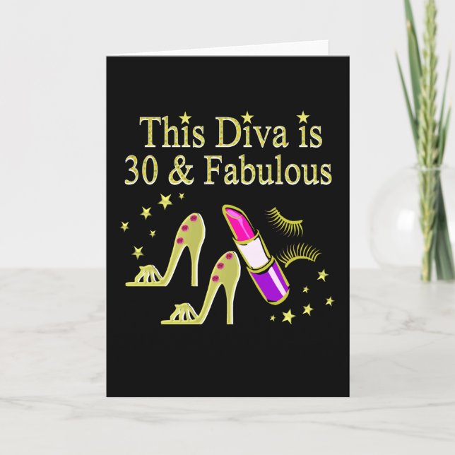 GOLD 30 AND FABULOUS 30TH BIRTHDAY DESIGN CARD (Front)