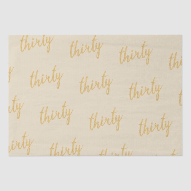 Gold 30 Birthday Party Glitter "Thirty" Tissue Paper (Front)