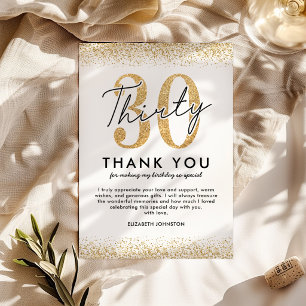 Gold 30th Birthday Thank You Card