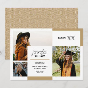 Gold 3 Photo Graduation Announcement