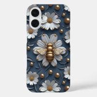 Gold 3D Bees Daisy Flowers Puffy Style Bumblebees