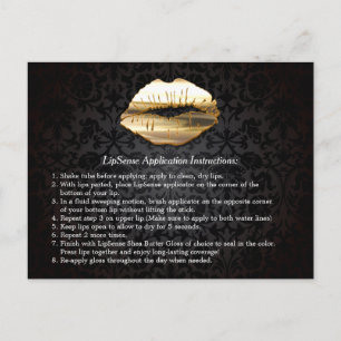 Gold 3D Lips Beauty Salon Makeup Instruction Tips Postcard