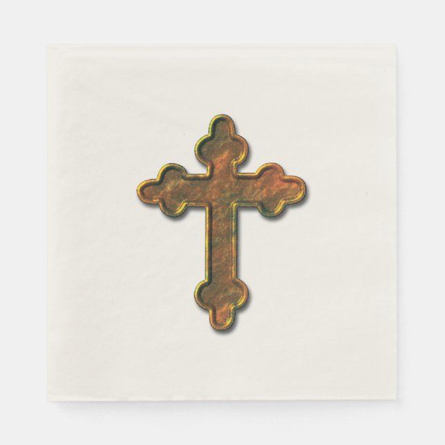 Gold 3D Looking Cross Napkin (Front)