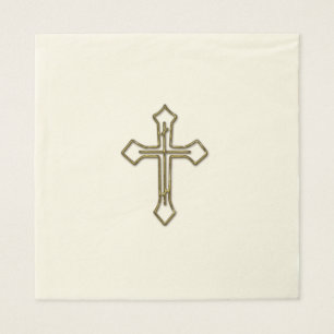 Gold 3D Looking Cross Outline Napkin