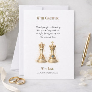 Gold 40 Years of Love Wedding Anniversary Thank You Card