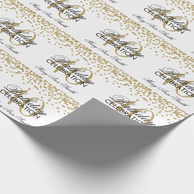 Gold 40th Birthday Faux Glitter Confetti Wrapping Paper (Corner)