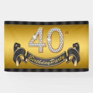 Gold 40th Birthday Party Banner