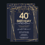 Gold 40th Birthday Party Budget Invitation<br><div class="desc">Elegant Faux gold border with shimmering confetti highlights on the top border. All text is adjustable and easy to change for your own party needs. Great elegant 40th birthday template design.</div>