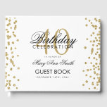 Gold 40th Birthday Party Confetti White Guest Book<br><div class="desc">Elegant 40th Birthday Party Gold Glitter Confetti White template.</div>
